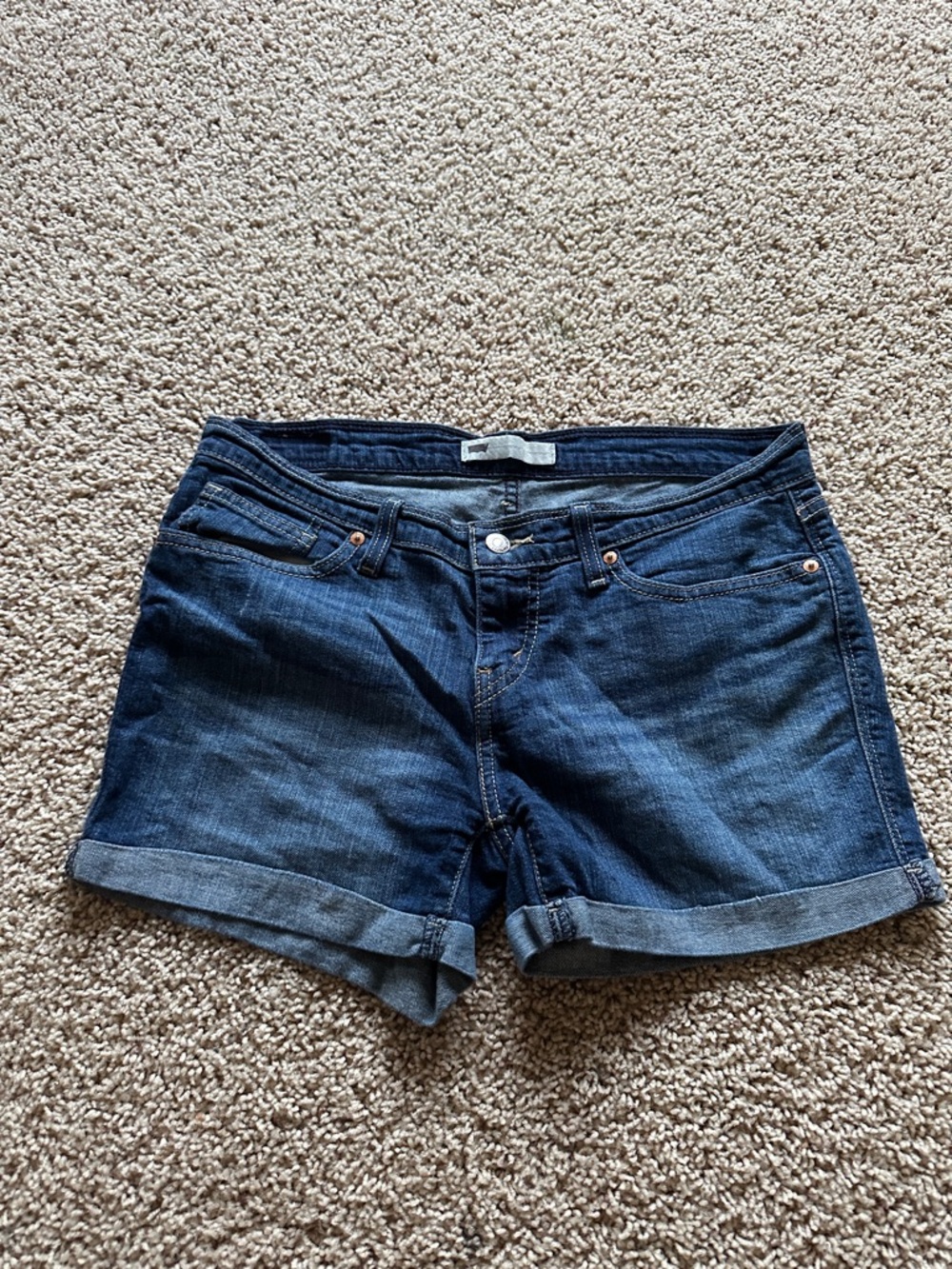 Levi's Women's Dark Blue Rolled-Hem Denim Shorts